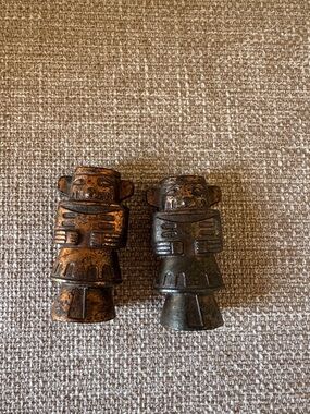 Decorative Tribal Figure Set in Metallic Copper and Aged Bronze